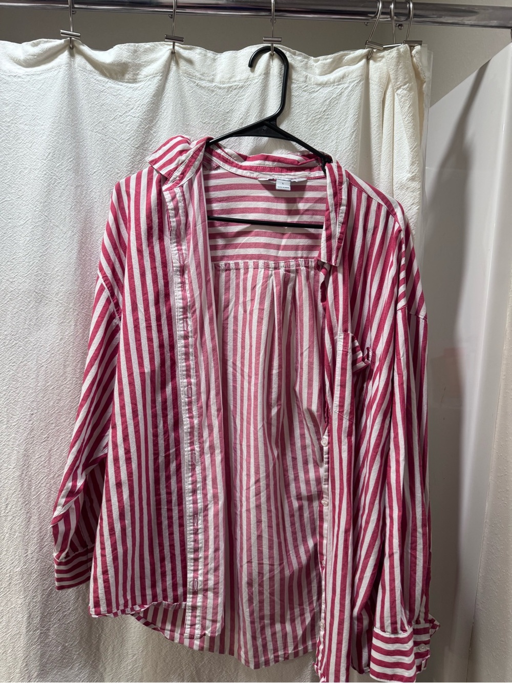 Old Navy Pink and White Striped Button-Down Shirt